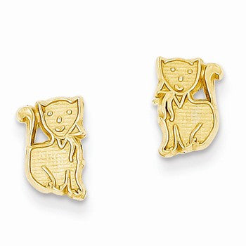 14k Yellow Gold Polished Kitten Post Earrings