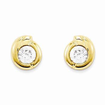 14k Yellow Gold Polished Fancy CZ Post Earrings