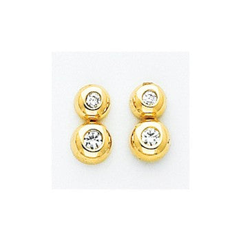 14k Yellow Gold Polished CZ Post Earrings