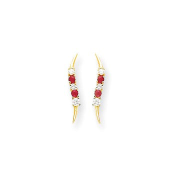 14k Ruby CZ Ear, Jewelry Earrings