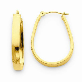14k Yellow Gold Polished 3.5mm Oval Hoop Earrings