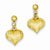 14k Yellow Gold Satin Diamond-cut Puffed Heart Dangle Post Earrings