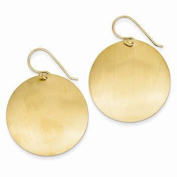 14k Yellow Gold Satin Circle Disc Earrings