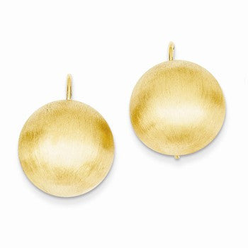 14k Yellow Gold Hollow Satin 16.00mm Half Ball Earrings