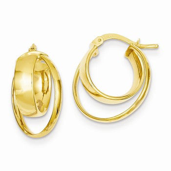 14k Yellow Gold Multi Twisted Hoop Earrings