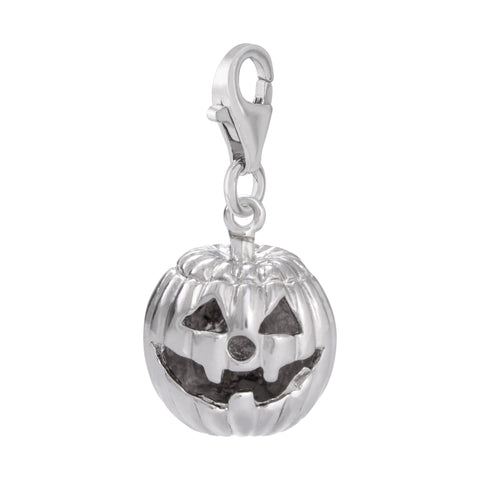 Lobster Clasp Jack O Lantern Charm In Sterling Silver