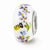 White Hand Painted Sister Floral Glass Charm Bead in Sterling Silver