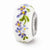 White Hand Painted Sister Floral Glass Charm Bead in Sterling Silver