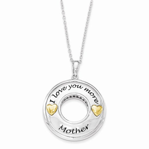 Sterling Silver & Gold Plate Antiqued  I Love You More Mother Necklace