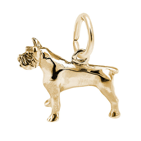 Pittbull Dog Charm in Yellow Gold Plated