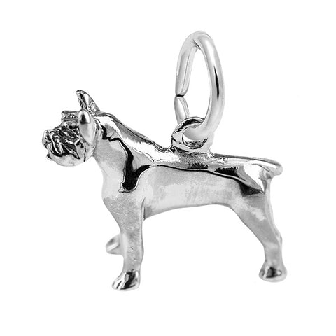 Pitbull Dog charm In Sterling Silver