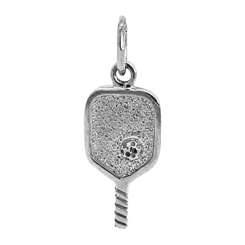 Pickleball Paddle Charm In 14K White Gold