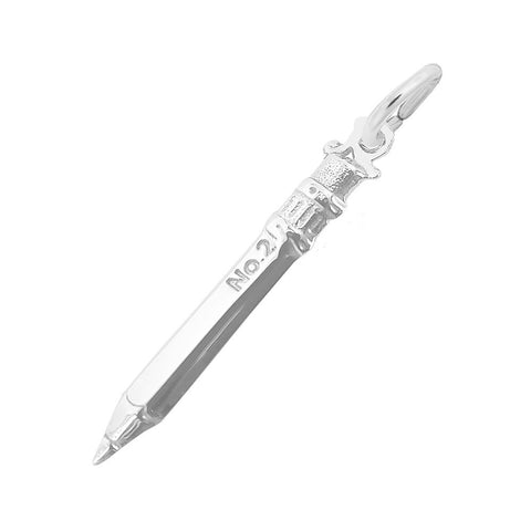 No. 2 Pencil Charm In Sterling Silver
