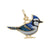 Painted Blue Jay Charm In Yellow Gold