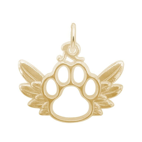 Paw with Wings Charm In Yellow Gold