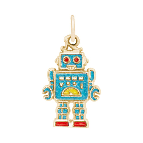 Painted Robot Charm in Yellow Gold Plated