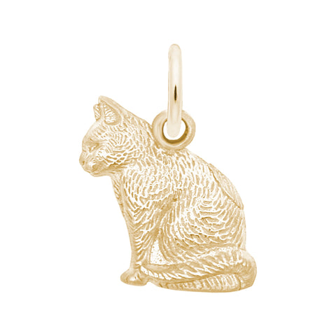 Large Cat Charm in Yellow Gold Plated
