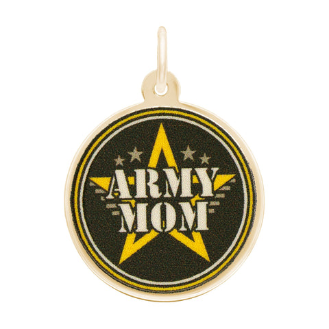Army Mom Disc Charm In Yellow Gold