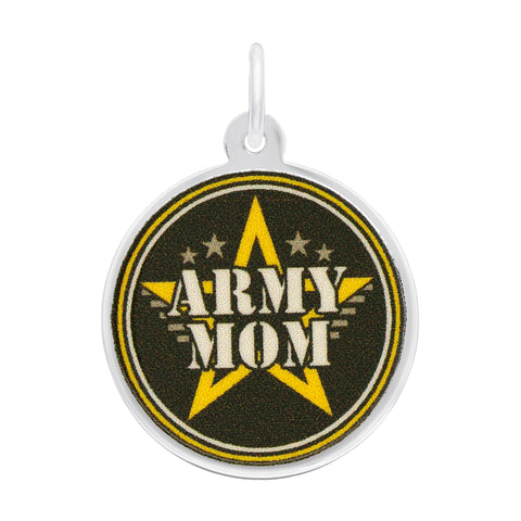 Army Mom Disc Charm In 14K White Gold