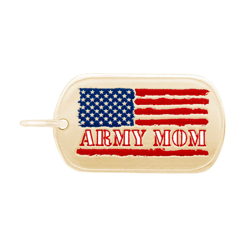 Army Mom Dog Tag In Yellow Gold