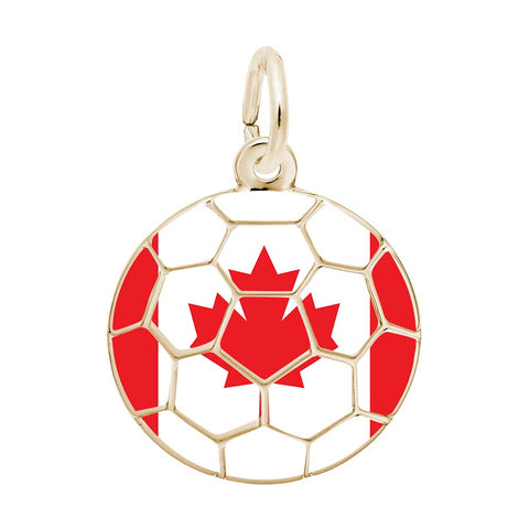 Painted World Soccer – Canadian Flag Charm in Yellow Gold Plated