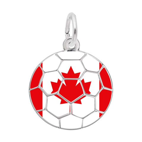 Painted World Soccer – Canadian Flag Charm In Sterling Silver