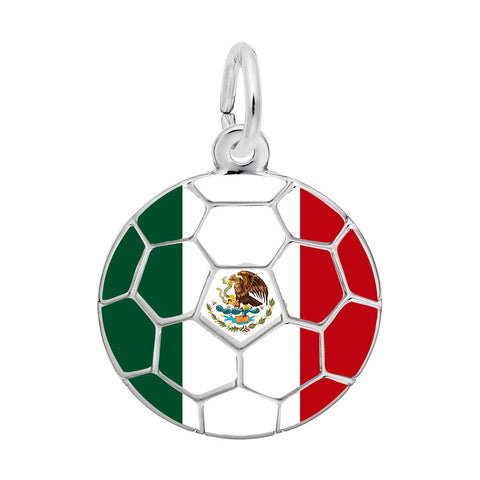 Painted World Soccer – Mexican Flag Charm In Sterling Silver