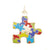 Painted Puzzle Piece Charm In Yellow Gold