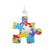 Painted Puzzle Piece Charm In Sterling Silver
