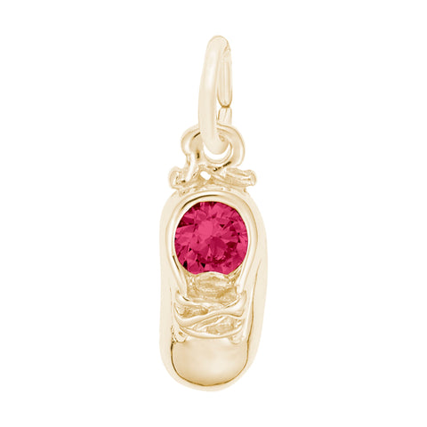 July Birthstone Baby Shoe Charm in Yellow Gold Plated