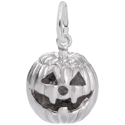 Jack O Lantern Charm In 14K White Gold