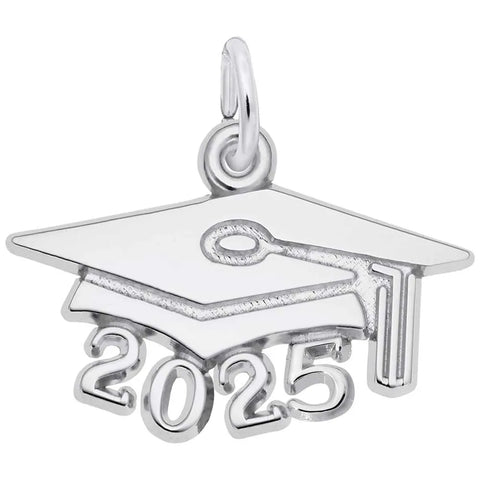Grad Cap 2025 Charm In Sterling Silver