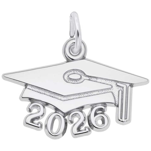 Grad Cap 2026 Charm In Sterling Silver