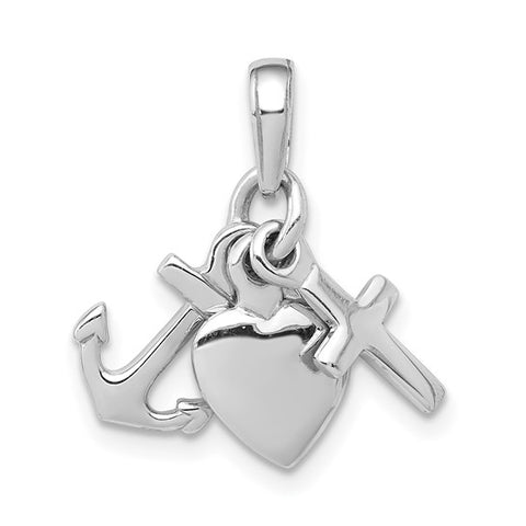 Faith, Hope & Charity 3D Charm in 14k White Gold