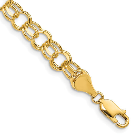 14k Solid Double Link 7 inch Charm Bracelet