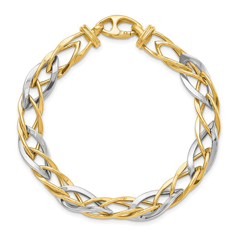 14K White and Yellow Gold Polished Fancy Link Bracelet