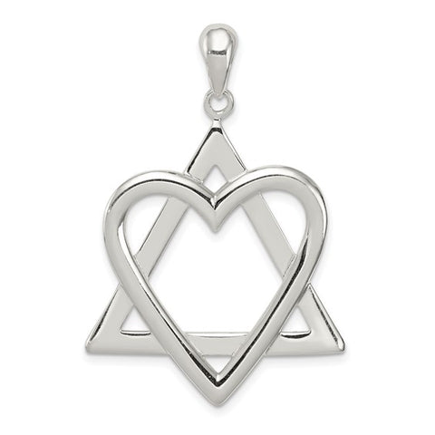 Sterling Silver Adoption Symbol / Star of David Heart Pendant