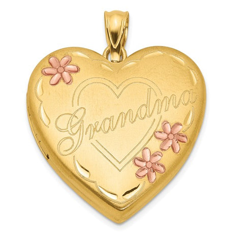 14k Gold Filled Two-color 4-Frame Grandma Heart Locket