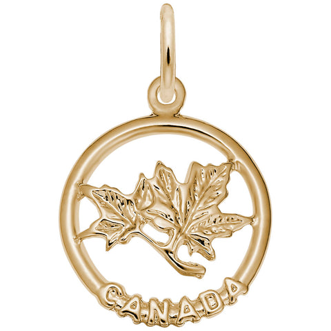 Maple Leaf Charm in Yellow Gold Plated