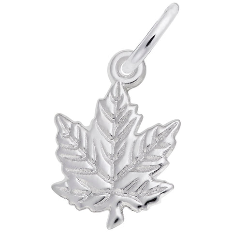 Maple Leaf Charm In 14K White Gold