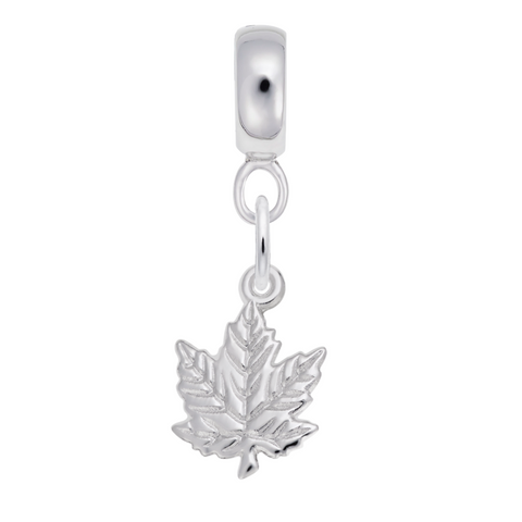 Maple Leaf Charm Dangle Bead In Sterling Silver