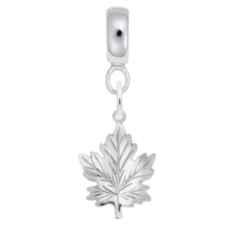 Maple Leaf Charm Dangle Bead In Sterling Silver