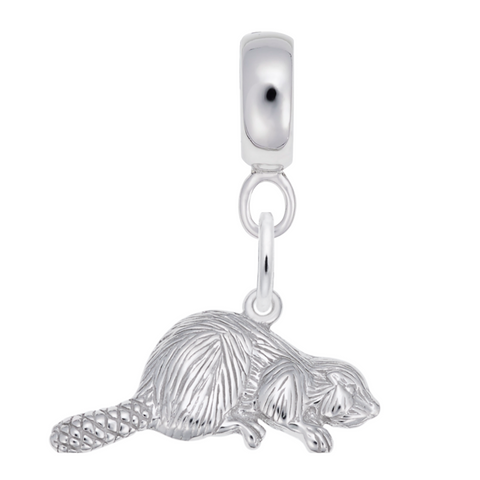 Beaver Charm Dangle Bead In Sterling Silver
