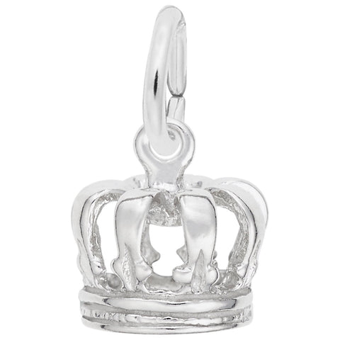 Crown Charm In 14K White Gold