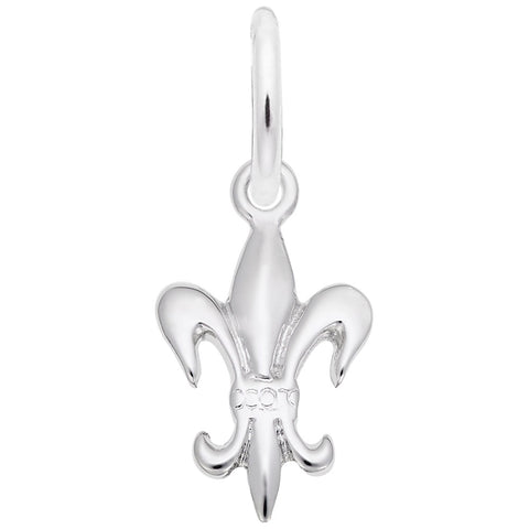 Fleur De Lis Charm In 14K White Gold