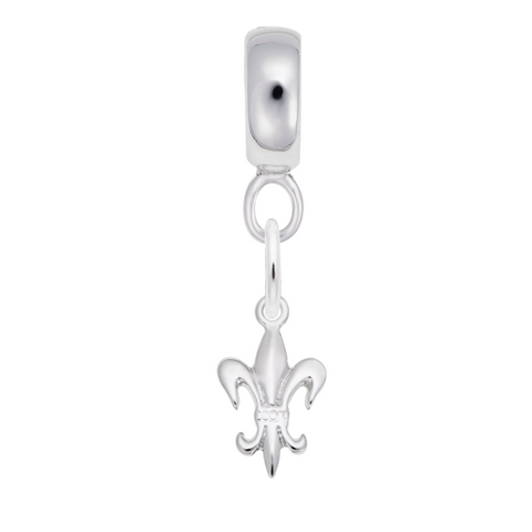 Fleur De Lis Charm Dangle Bead In Sterling Silver