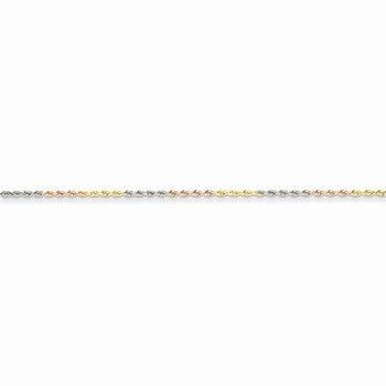 14K Tri-Color Gold Diamond-Cut Rope Chain
