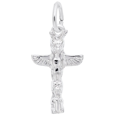 Totem Pole Charm In 14K White Gold