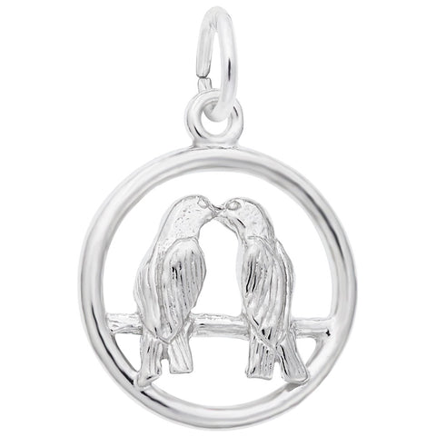 Love Birds Charm In 14K White Gold