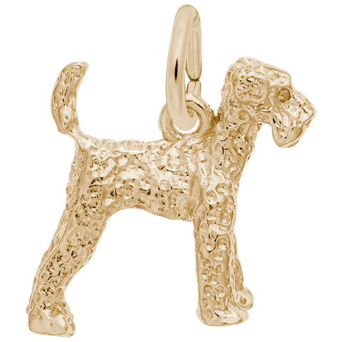 Airedale Dog Charm in Yellow Gold Plated